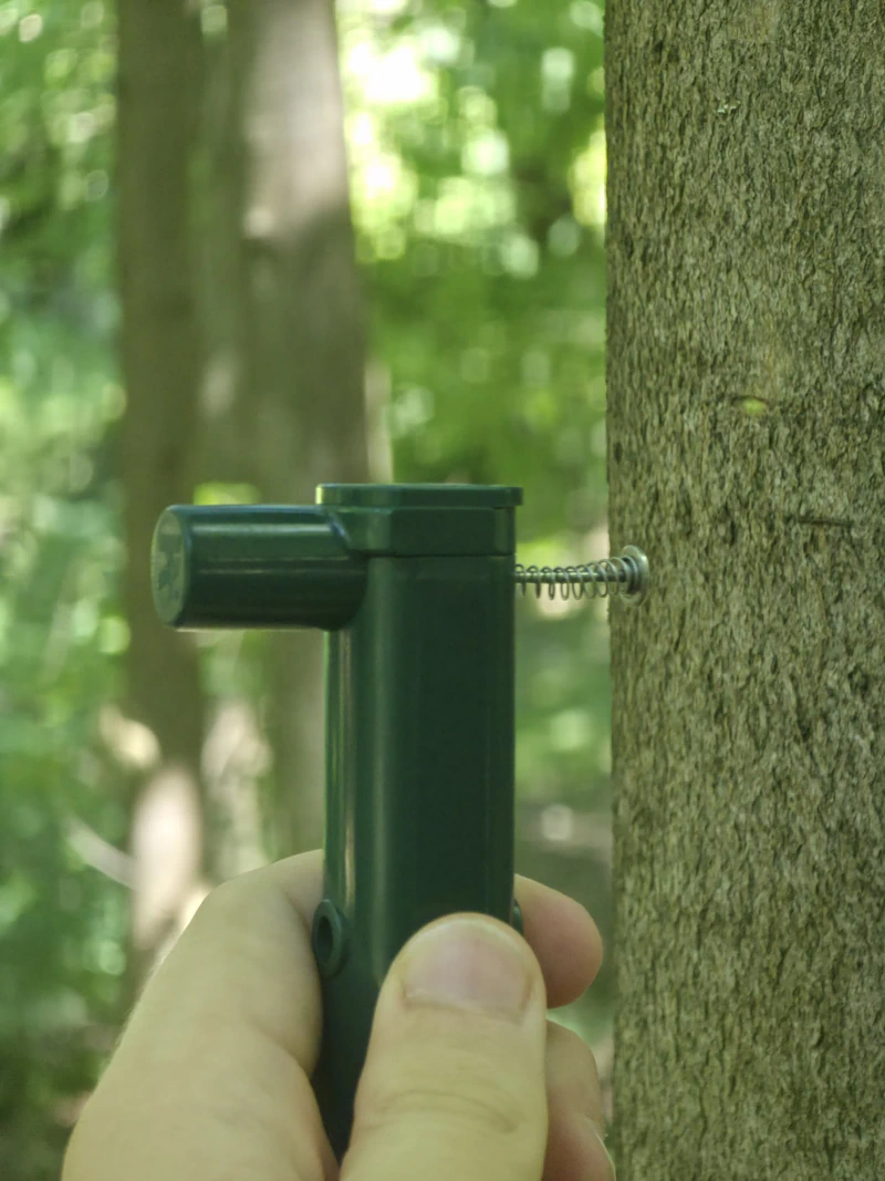Point Dendrometer with the probe protector moved to the back, as installed